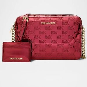 Michael Kors Gold and Burgundy Jet Bag Set, NIB, Beautiful